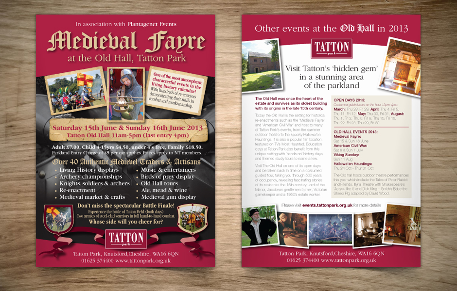 Tatton Park Medieval Fayre Flyer